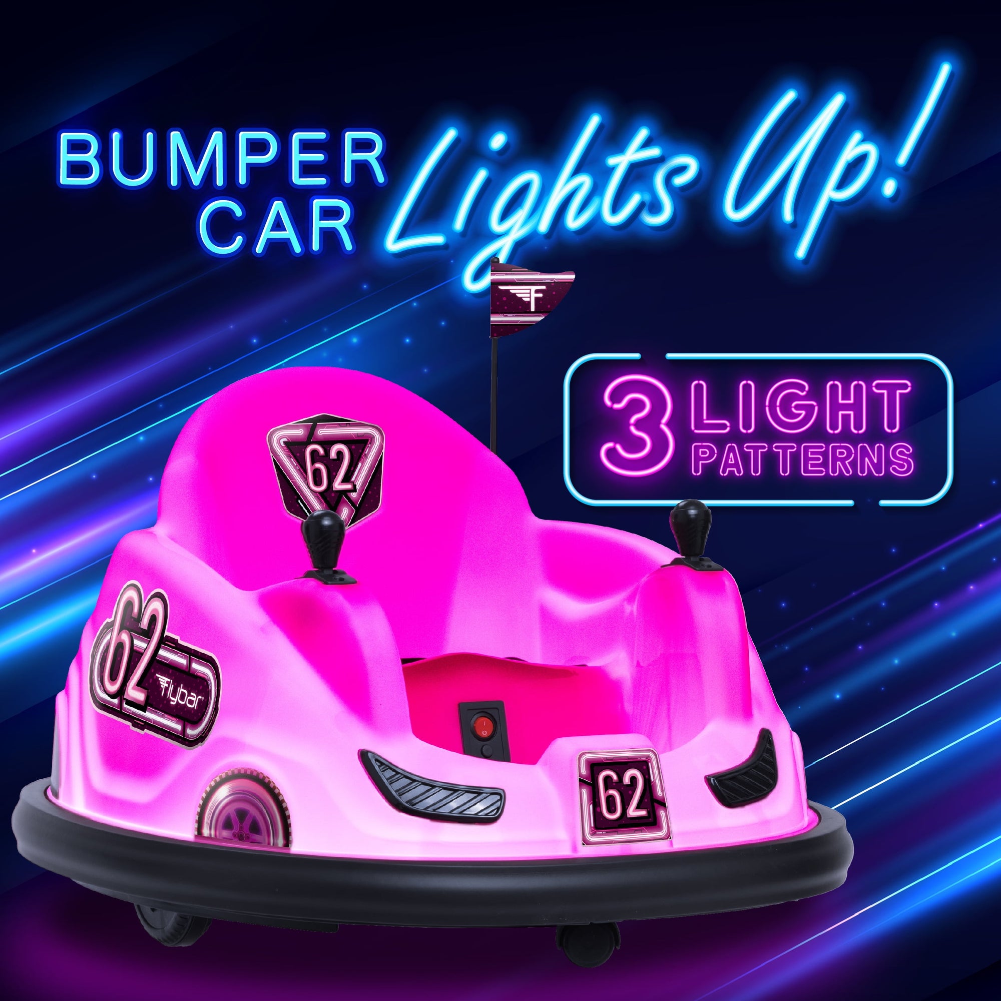 6V Pink Glow Bumper Car, for Children
