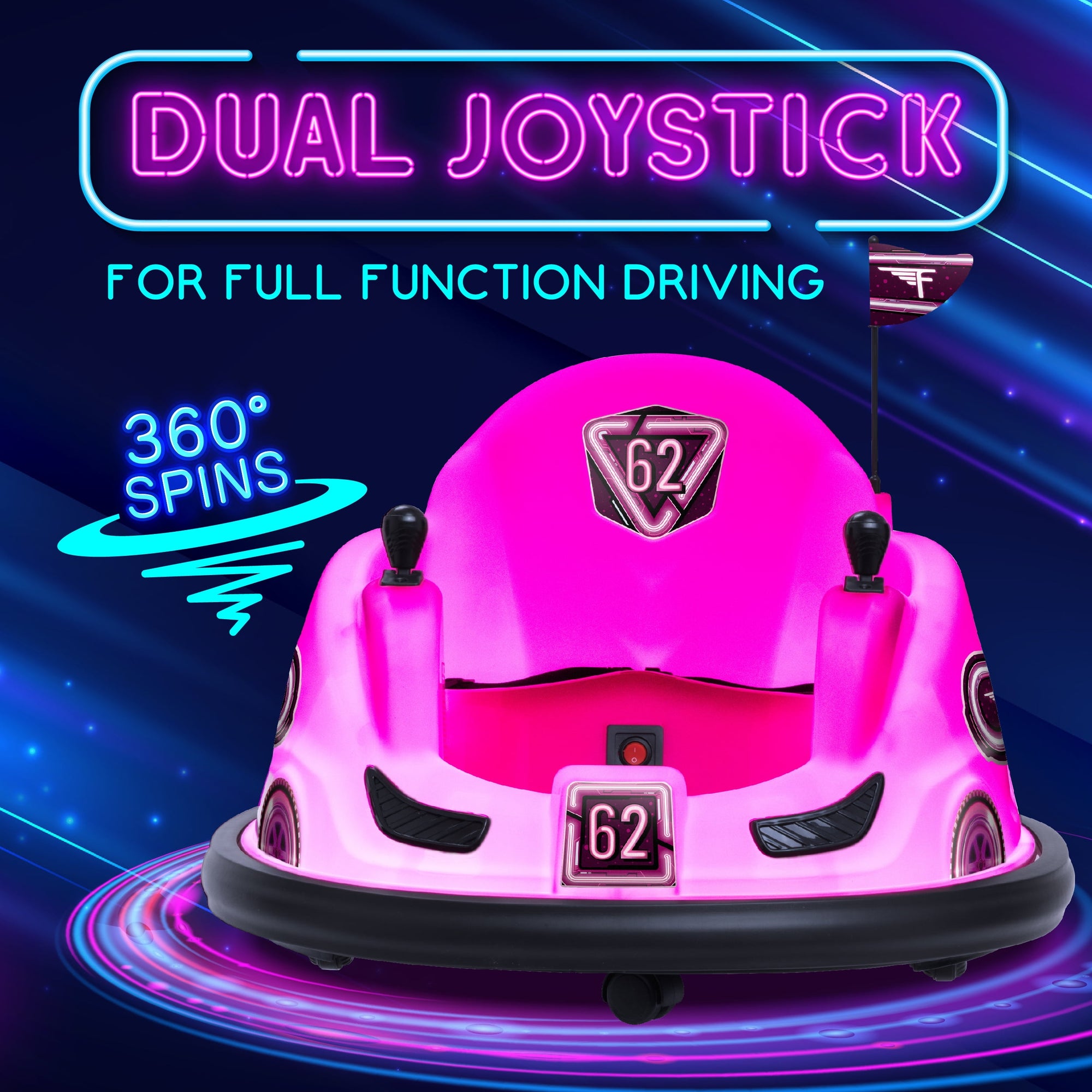 6V Pink Glow Bumper Car, for Children
