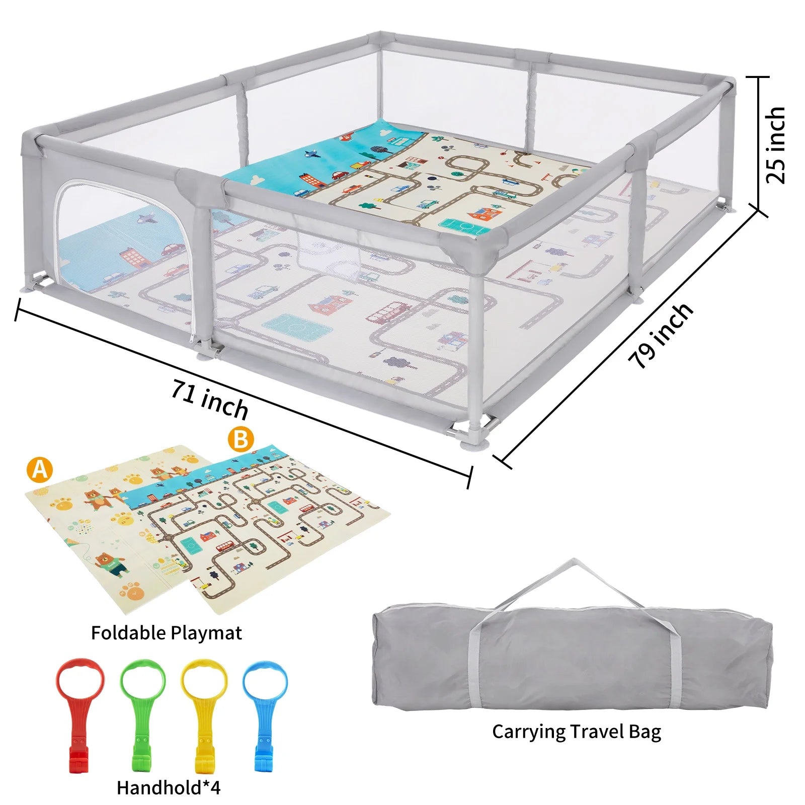 Playpen Crawling Mat for Kid Boys Girls 