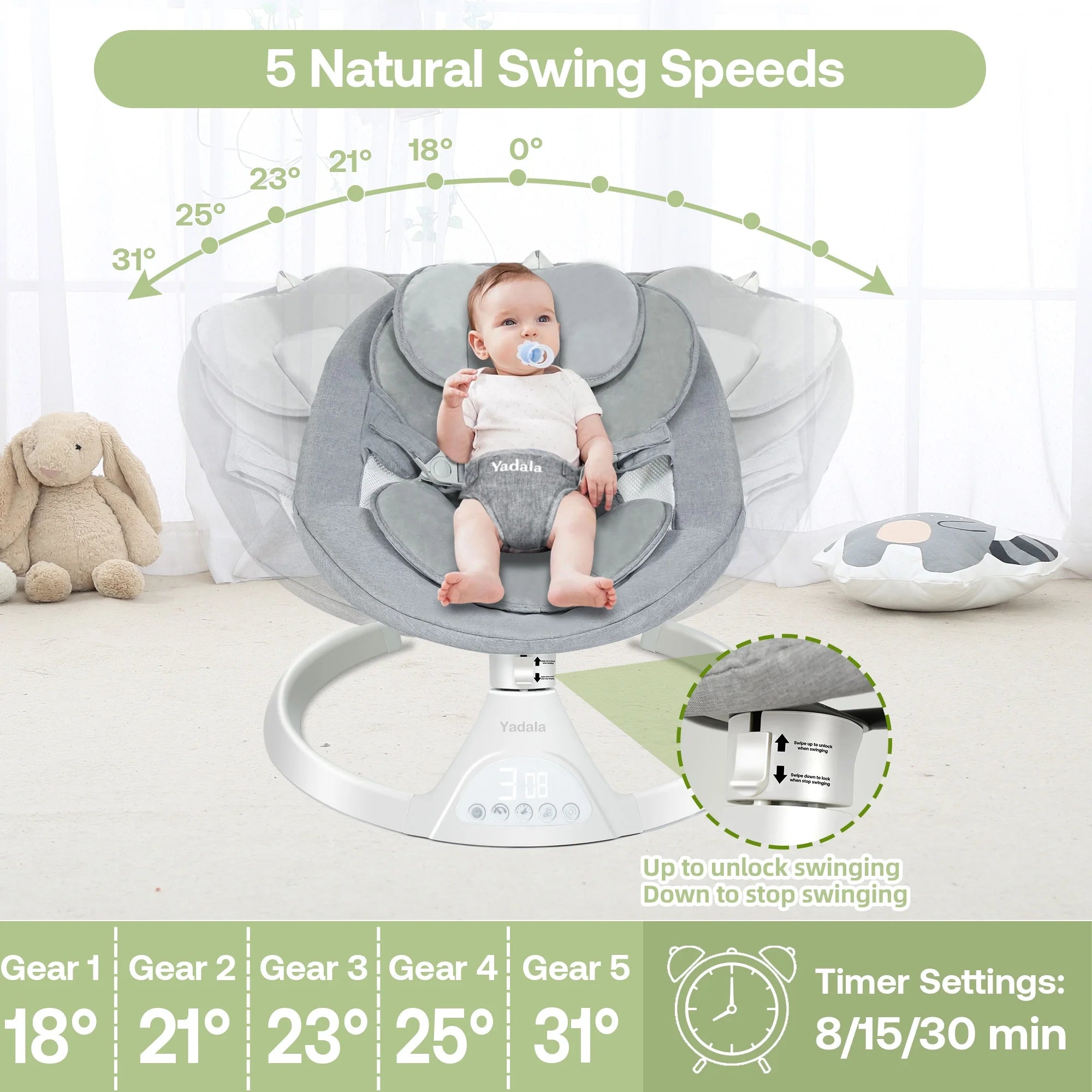  Electric Baby Swing with Bluetooth