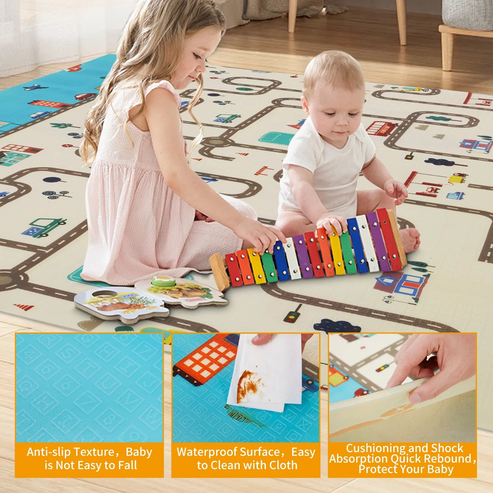 Playpen Crawling Mat for Kid Boys Girls 