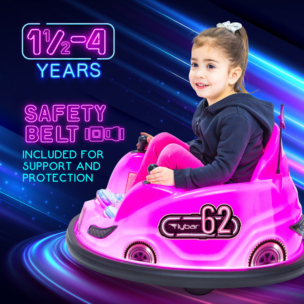 6V Pink Glow Bumper Car,  for Children 